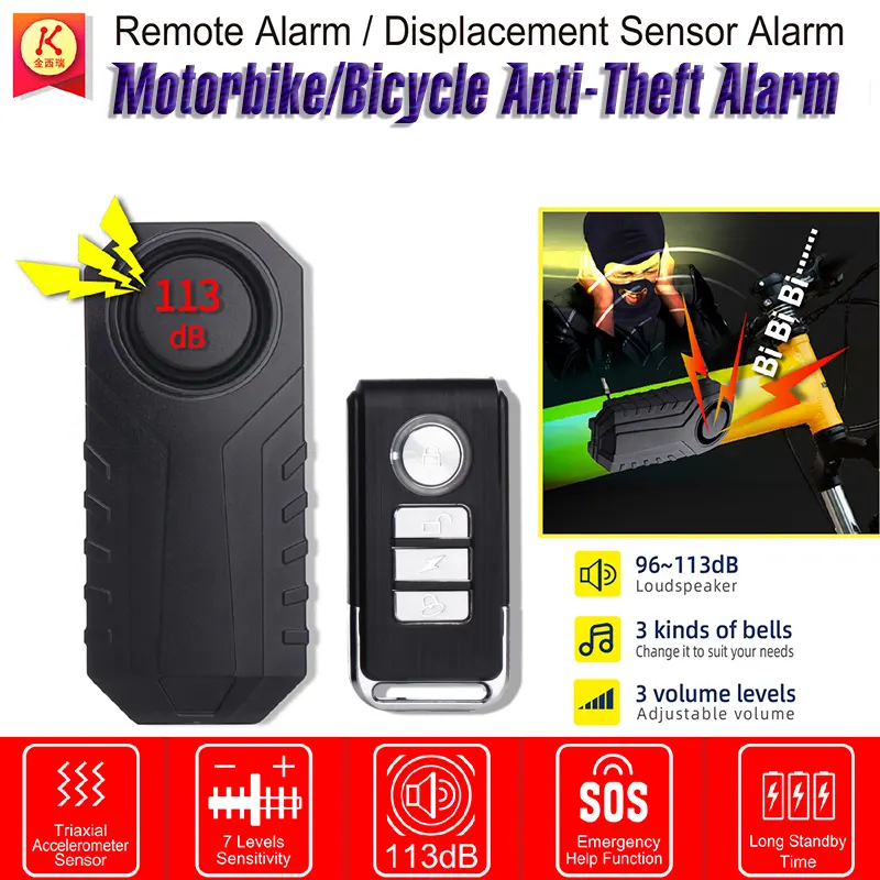 Vehicle Anti-theft alarm pro 7 levels sensitivity bike security alarm electric scooter bicycle anti-theft bike car alarm system
