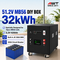 Kit de batterie LiFePO4 MB56 DIY BOX 16S 51.2V 628Ah 30KWh, conçu pour les installateurs européens, pour le stockage d'énergie solaire.