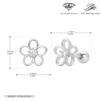 Feiner Schmuck mit Hohldesign-Blumenmotiv und Kubischem Zirkonia, 18K Gold S925 Sterling Silber Ohrringe für Damen, Alltag & Party, Hochzeitsmode