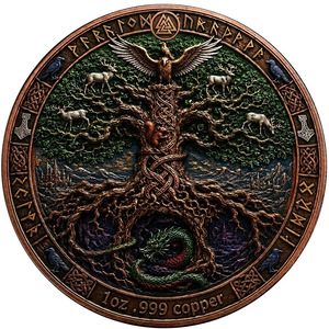 Pièce commémorative Navire nordique 2026, double face, avec relief de runes, plaquée <span class=keywords><strong>fer</strong></span>, dans un boîtier en acrylique - Product Image 3