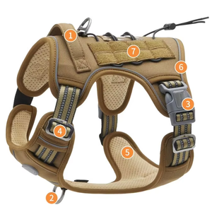 Gilet da esterno tattico per animali domestici sul petto e tracolla di sicurezza riflettente per cani con manico regolabile in rete - Product Image 1