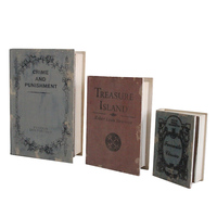Boîtes de rangement en forme de livre en MDF peintes à la main, personnalisées, style antique, ensemble cadeau de 3, multifonctionnelles, décoratives vintage, pour table basse