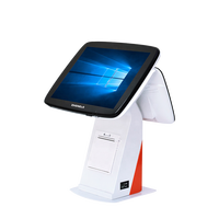 Caisse enregistreuse tout-en-un ZHONGJI Windows 10 avec écran tactile double, système POS, processeur Intel Quad-Core, 128 Go, 16 Go DDR4, imprimante