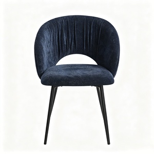 Modern <b>Velvet</b> Upholstered <b>Dining</b> <b>Chair</b> With Metal Legs Contemporary Design <b>Navy</b> Blue Home Furniture - Product Image 3