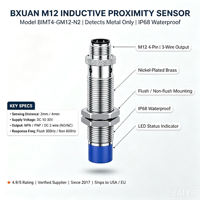 Capteur de proximité inductif M12, détection 4 mm, DC 10-30V, sortie NO, IP67, non blindé, connecteur 4 broches