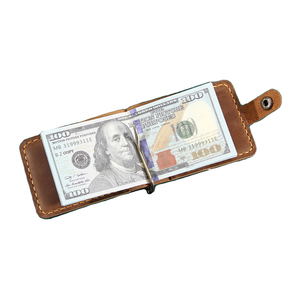 Men's Brown Vintage Retro Moneyclip Wallet Genuine Cowhide Credit Card Holder Crazy Horse Leather Money Clip Minimalist Wallets - Product Image 6