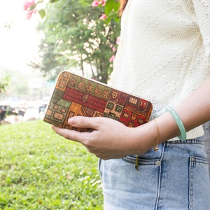 Unisex Purse Zipper Design with Card Holder Coin Pocket Eco-friendly Gift Vegan Cork Long Wallet RFID Flowers - Product Image 5