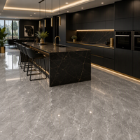 Nouvelle Collection 2026 : Carrelage en Porcelaine Poli Gris 600x600mm à Grandes Veines Diagonales pour Sol et Mur de Salon
