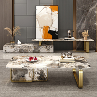 Table basse au design moderne pour le salon, ensemble de tables d'appoint pour canapé, table basse en marbre de luxe, tables à thé modernes