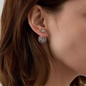 ต่างหูเพทายทรงกลมแวววาวสองด้านต่างหูเพชรไปมาสำหรับ2024เครื่องประดับหรูหรา - Product Image 2