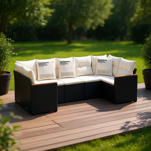 Conjunto de Sofás Modulares de Ratán PE Negro para Jardín, Muebles de Patio Modernos, Seccionales para Exteriores con Diseño Elegante - Product Image 2