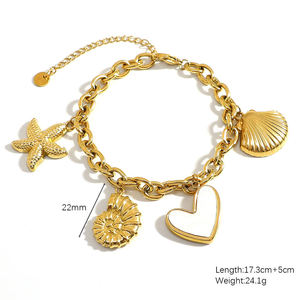 Pulsera Ajustable y Personalizable Chapada en Oro de 18K para Mujer, con Colgante de Estrella de Mar, Regalo Moderno - Product Image 6
