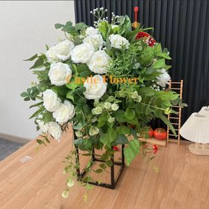 E-L021 Personnalisé Route De Mariage Plomb Center Pièces Boules Fleurs Stand Table Décoration blanc Boule de Fleurs Pour <span class=keywords><strong>la</strong></span> Vente - Product Image 2