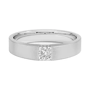 China Lab tumbuh berlian pria Platinum PT950 18K cincin emas putih perhiasan emas cincin pertunangan berlian untuk pria
