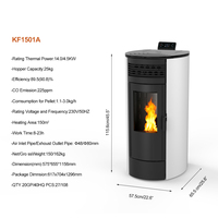 Poêle à granulés de biomasse sans fumée CE KF1501A au design rond moderne pour intérieur, chauffage au granulés, cheminée avec panneau de commande Wifi