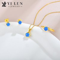 Bijoux fins fabriqués à la main Bague solitaire en opale bleue ronde en or 18 carats pour femme