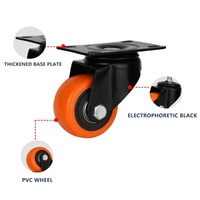 Roulettes pivotantes silencieuses en PVC de 1,5, 2 et 2,5 pouces avec tige filetée et plaque supérieure, roulettes de chariot, roulettes légères pour meubles