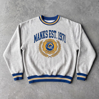 Sweat-shirt pour homme personnalisé avec logo, épaules tombantes, rayures côtelées, vêtement de sport, impression DTF DTG, coupe ample, style universitaire, vente en gros