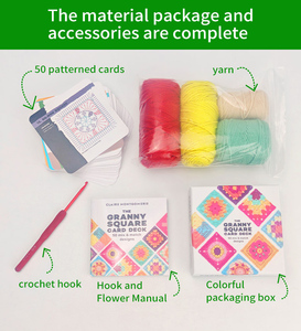 Kit de <span class=keywords><strong>crochet</strong></span> pour débutants, kit de <span class=keywords><strong>crochet</strong></span> carré <span class=keywords><strong>granny</strong></span> floral, kit de tricot pour débutants avec guide vidéo étape par étape, tutoriel artisanal - Product Image 2