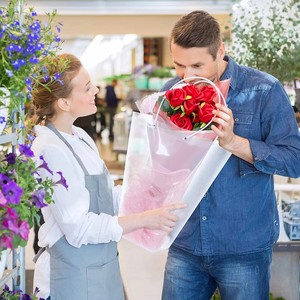 Sac fourre-tout transparent pour emballage de <span class=keywords><strong>fleuriste</strong></span> Sac cadeau transparent pour bouquet de fleurs avec poignée - Product Image 5