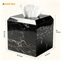 Boîte à mouchoirs en marbre noir Nero Marquina de luxe, surface rainurée, design moderne, distributeur de mouchoirs pour hôpital, hôtel, design graphique
