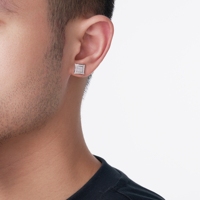 Pendientes de Moissanita Cuadrados de Plata Esterlina 925 con Engaste Iced Out y Cierre de Rosca para Hombre y Mujer, Joyería Hip Hop