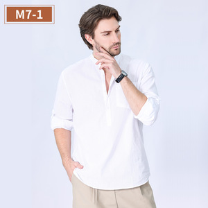 Chemise de plage <span class=keywords><strong>d</strong></span>écontractée pour homme <span class=keywords><strong>Henry</strong></span>, couleur unie, manches longues, pur coton, pour le printemps et l'été, nouvelle collection <span class=keywords><strong>Henry</strong></span> - Product Image 6