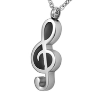 Collar con Colgante de Acero Inoxidable con Notas Musicales Clásicas Ortodoxas para Niños, Urna para Guardar Cenizas