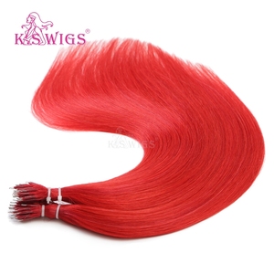 Extensiones de Cabello Humano Virgen K.SWIGS Rojo Brillante con Anillo Nano, Cutícula Alineada, Duraderas, Suaves, Reutilizables, Lisas, Naturales y Saludables - Product Image 2