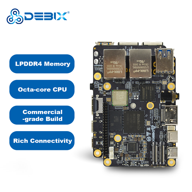 DEBIX Custom Rockchip RK3576 NPU Single Board Computer with 2GB LPDDR4/256GB EMMC Multi-OS Support for Edge AI & Industrial IoT