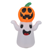 Décoration Gonflable d'Extérieur Classique d'Halloween de 1,5 m : Fantôme Tenant une Citrouille avec LED, Étanche, Mignon et Effrayant pour Jardin et Fêtes