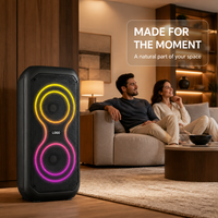 HANSUO HS-TD04A1Speaker Pesta Kompak Ganda 4 Inci dengan Pemutar Musik Nirkabel, Lampu LED RGB, dan Remote Control