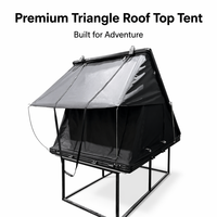 Tente de toit triangulaire spacieuse en aluminium pour 2-3 personnes, tente de camping tout-terrain 4x4 avec LED USB, installation rapide