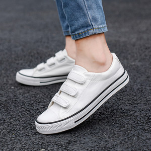 Men's Breathable <b>Canvas</b> Shoes Korean Style Casual Sneakers Versatile Slip-On Velcro Student Spring White Couple's Shoes - Product Image 6