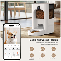 Distributeur automatique intelligent pour animaux de compagnie avec réservoir alimentaire visible en plastique de 5L, contrôle par application, enregistrement vocal, caméra HD réglable, double alimentation et jouet laser