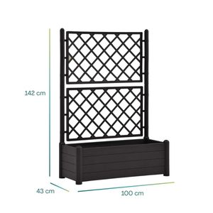 กระถางปลูกต้นไม้ทรงสี่เหลี่ยมพร้อมโครงตาข่ายพลาสติก ขนาด 100x43x142 ซม. สำหรับปลูกไม้เลื้อยและดอกไม้ ผลิตในอิตาลี - Product Image 2