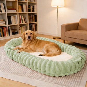 Cama Compartida Gigante para Perros, Ovalada, Desmontable y Lavable, Sofá Cama para Mascotas, Color Marrón Claro, Gris Oscuro, Rosa, Verde Claro, para Uso en las Cuatro Estaciones - Product Image 4