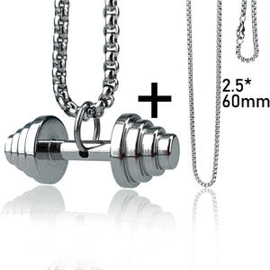 Wholesale European American Stainless Steel Gift Jewelry Fitness <b>Dumbbell</b> Barbell Sports Jewelry for Men - Product Image 2