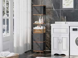 حمام قائم بالحرة <span class=keywords><strong>3</strong></span> أدراج منظم تخزين أسود بني ريفي - Product Image 3