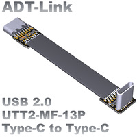Câble d'extension plat en cuivre USB 2.0 ADT-Link, mâle vers femelle, Type-C, coudé à 90°, fin, léger et compact