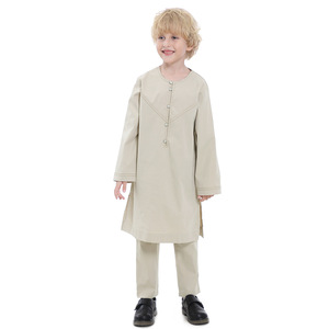 Nouvelle Robe pour Enfants d'Arabie Saoudite, Vêtements Musulmans, <span class=keywords><strong>Qamis</strong></span> pour Garçons, Jubba Thobe, <span class=keywords><strong>Ensemble</strong></span> 2 Pièces, Vêtements Islamiques, Abaya Kaftan pour Hommes, Tenue de Fête - Product Image 3