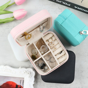 Custom Luxury Portable Travel Organizer Storage <b>Packaging</b> <b>Small</b> Earring Ring Jewellery White PU Leather Earrings Rings <b>Small</b> - Product Image 5