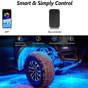 RGB <span class=keywords><strong>LED</strong></span> Rock Lights Kit 4 Vỏ Nhiều Màu Ánh Sáng Pod Với Bluetooth Ứng Dụng Điều Khiển Âm Nhạc Chế Độ Bánh Xe Cũng Ánh Sáng Cho Xe Tải SUV - Product Image 4