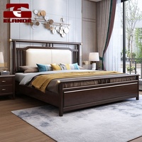 Lit double king en bois massif, 1.8m, mobilier de luxe moderne et souple au dos, nouveau modèle, chinois