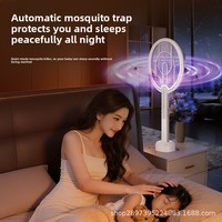 Raquette anti-moustiques pliable et extensible, 180 °   Raquette électrique anti-mouches puissante, rechargeable par USB, à tête rotative et réglable