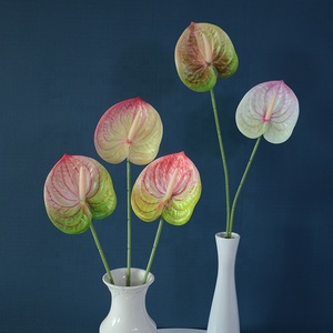 LUYI Nuevas Plantas Artificiales de Látex con Tacto Real, Ramas Individuales de Anturio, Flores al por Mayor para Decoración de Bodas y Hogar - Product Image 2