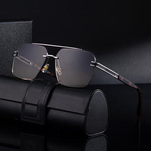 Lunettes de soleil demi-cerclées personnalisées pour hommes, verres PC UV400, monture noire, style Instagram, protection solaire tendance - Product Image 2