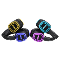 Casque Silencieux Haut de Gamme RF890 Couleurs RGB, Système Silent Disco avec Portée de 500 Mètres pour Soirée Dansante, Recharge Intelligente et Plus de 12 Heures d'Autonomie