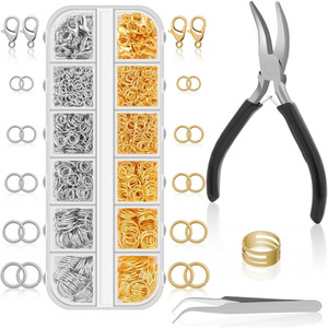 Jump Ring <b>DIY</b> Jewelry Making Supplies 1200pcs Gold Silver Mixed Metal Open Rings Pliers Tweezers Necklace Making <b>Kit</b> - Product Image 1