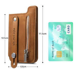 Nouvelle conception, étui à cartes en cuir PU avec aimant puissant, blocage RFID, sangle de poignet extensible, rabat et poche à monnaie - Product Image 2